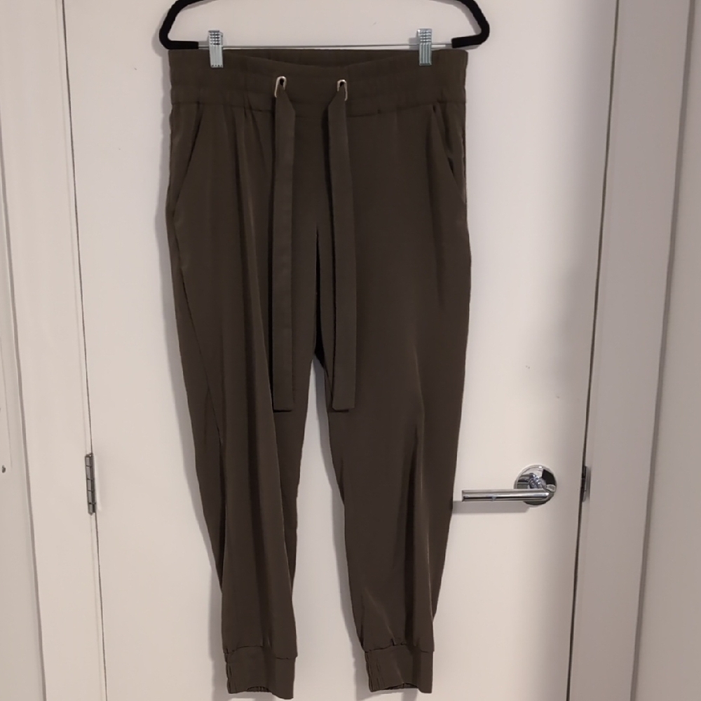 Olive Green Jogger Pants with Tapered Fit and Elastic Waistband